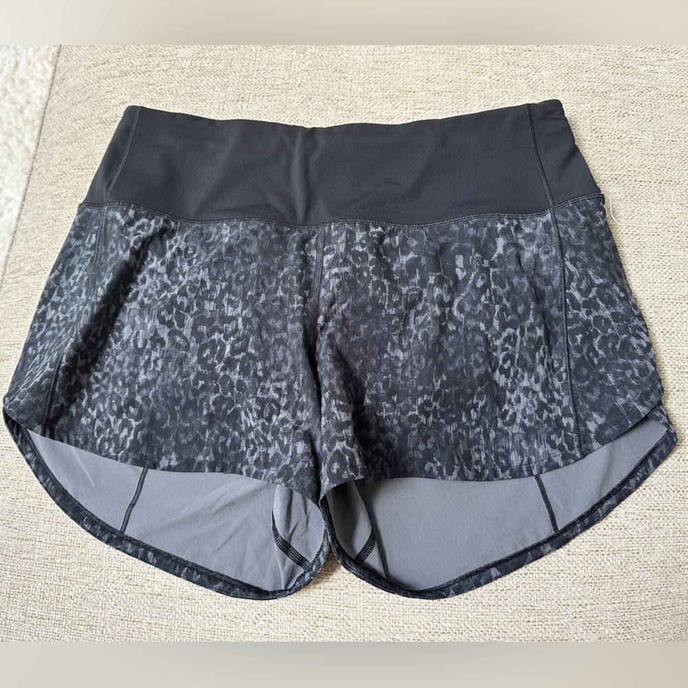 Black Leopard Print LuLulemon Speed It Up Shorts